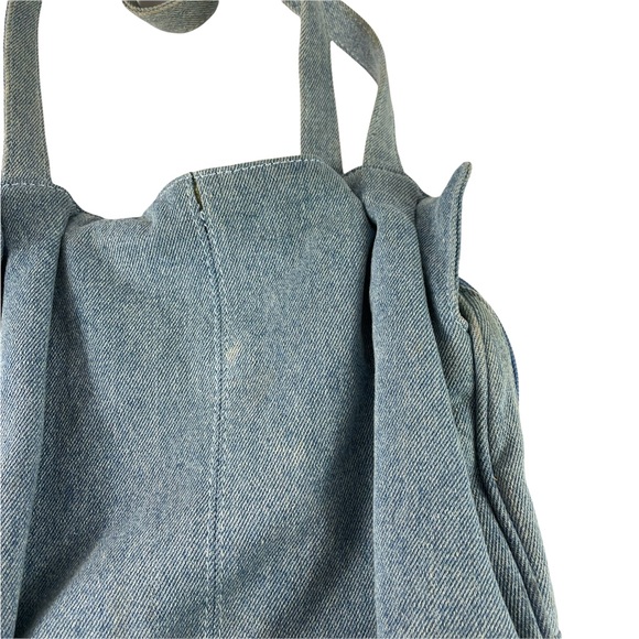 Vintage Cottagecore Mushroomcore Embroidered Denim Hummingbird Floral Handbag BL - Picture 14 of 15